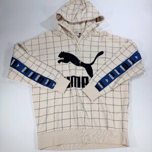 Puma Women's XS/8 Ivory Plaid Pullover Hoodie